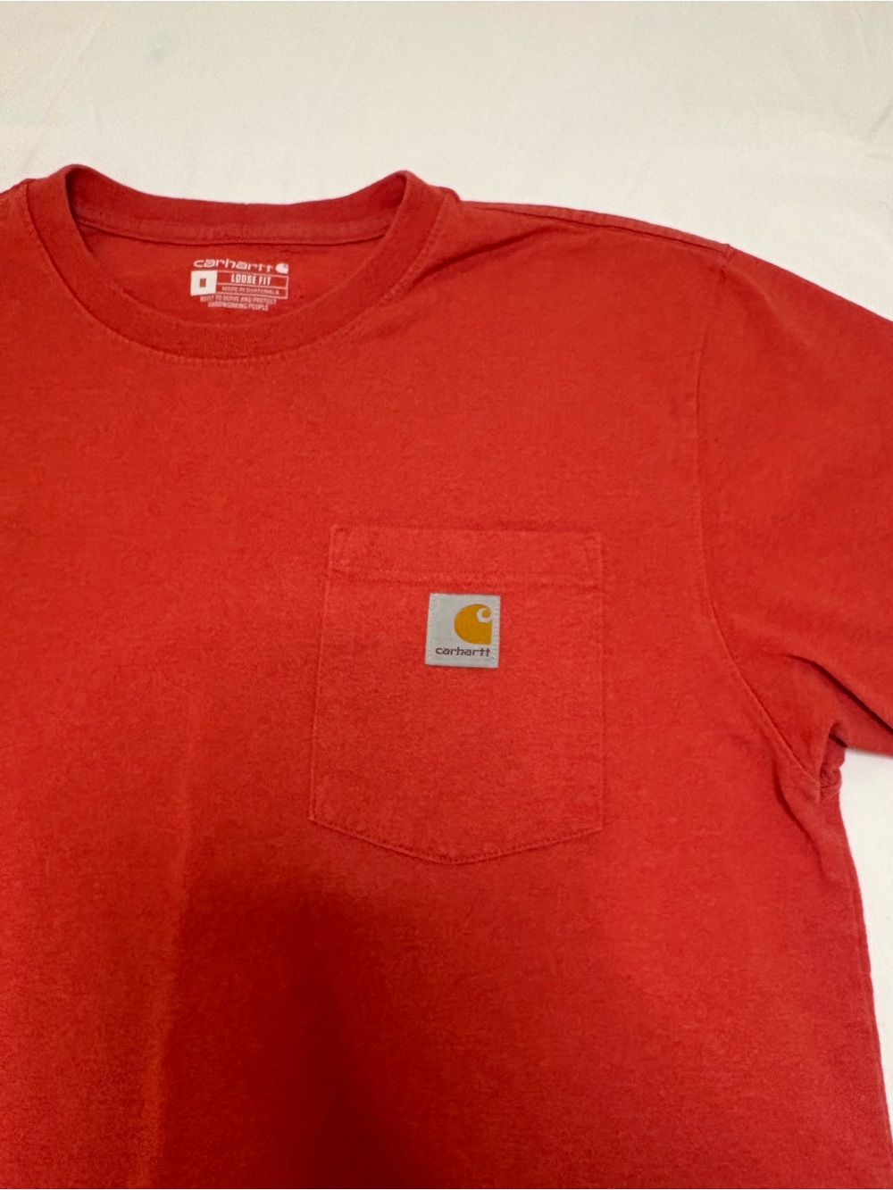 Carhartt Orange Red Men’s Medium Loose Fit Rugged Flex Tee Shirt Cotton Blend - Picture 4 of 8
